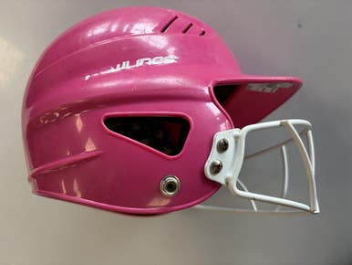 Used Rawlings 6 1 4- 6 7 8 Batting Helmet W Mask Pink One Size 11860-s000309574