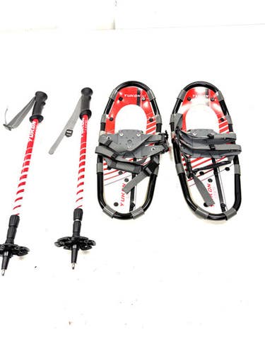 Used Yukon Snowshoes W Hiking Poles Snowshoes Boys Red 16" 11860-s000304681