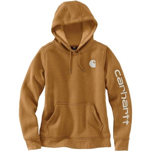 Carhartt Clarksburg Hoodie Women's M Brown Graphic Fleece Pullover Cozy POSH293