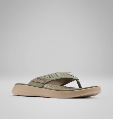 Columbia Boatside Flip Flops Men's 11M Green Leather Water & Boat Sandals LIQ779