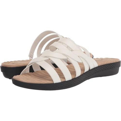 Easy Street Sheri Sandal Women's US 6.5 White Faux Leather Slip On Slide RHS8492
