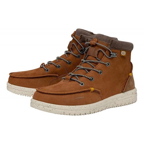 Hey Dude Bradley 40189-21N Boots Men's 10M Cognac Leather Moc Toe Ankle RHS8487