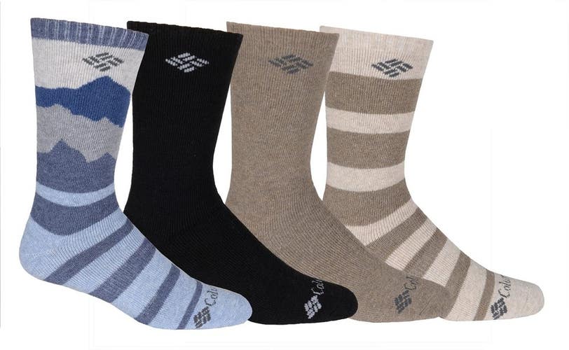 Columbia Mountain View Crew Socks Men's 6 To 12 Multi Cushioned 4-Pack JAX1507