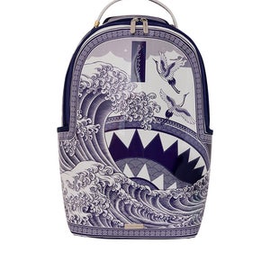 Sprayground Porcelain Wave Backpack Unisex Violet Graphic Laptop Sleeve SPR236
