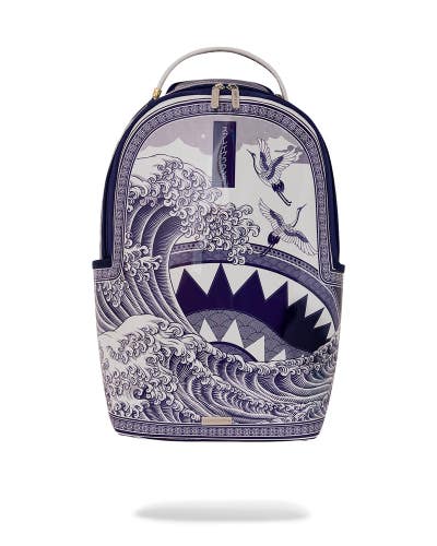 Sprayground Porcelain Wave Backpack Unisex Violet Graphic Laptop Sleeve SPR236