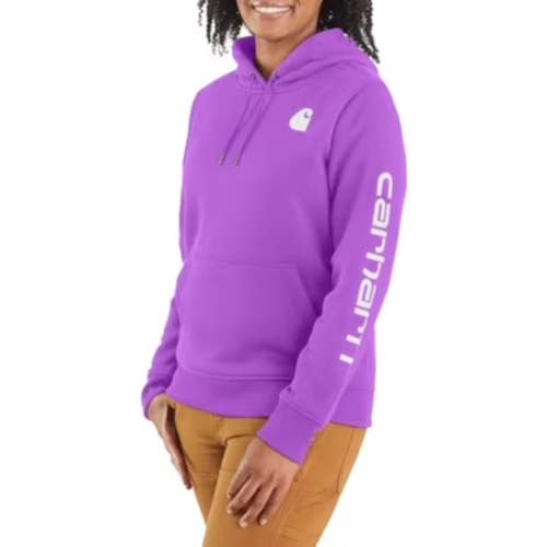 Carhartt Iconic Clarksburg Hoodie Womens Small Purple Fleece Long Sleeve JAX1543