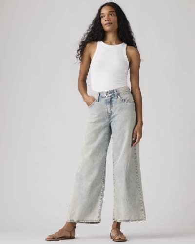 Levi's Middy Jeans Women's 25x27 Blue Denim Relaxed Fit Wide-Leg Ankle JAX1485