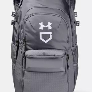 Under Armour Mens Yard Baseball Backpack , Steel Gray/White