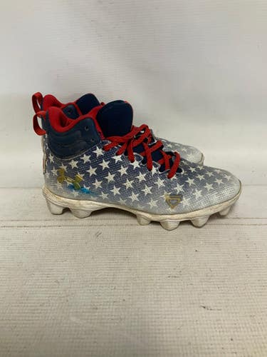 Used Under Armour Locked Down R W B Bb Sb Cleats White Red Navy Junior 04.5 11823-s000034342