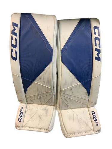 Used Ccm Axis 2.9 31+1 Goalie Leg Pads Inter White And Royal Blue 31" 11823-s000032629