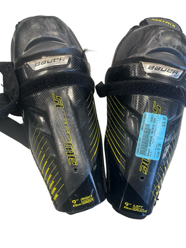 Used Bauer Supreme Matrix 9in Youth Shin Guards Black 9" 11682-s000126733