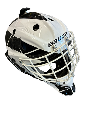 Used Bauer Bauer Goalie Hockey Helmet Helmet Cage Combo White M L 11682-s000132995