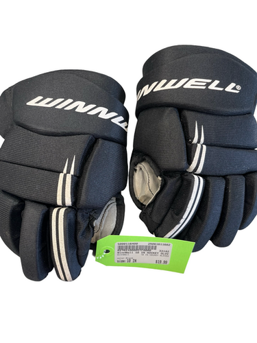 Used Winnwell 10 In Hockey Gloves Junior Gloves Black 10" 11682-s000116400