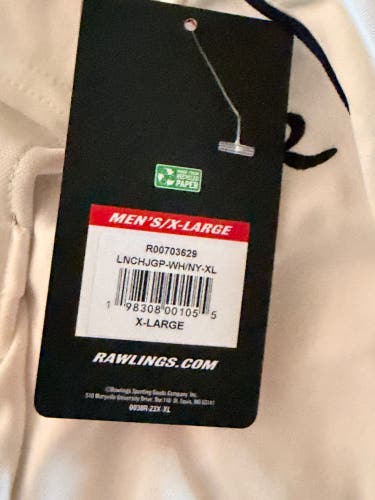 White with Navy Blue piping Men’s XL Adult Rawlings Game Pants (New)