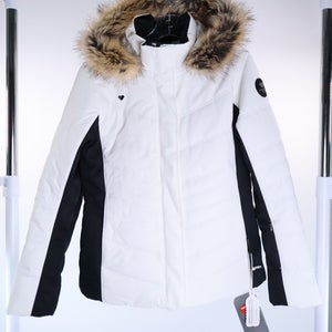 Obermeyer Tuscany II White Ski Snow Jacket Coyote Faux Fur Hood Sz 8 NWT Read