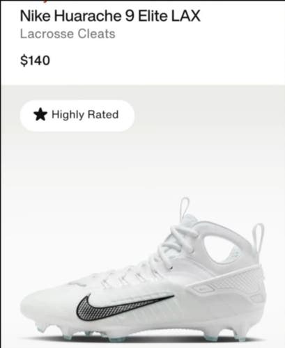 BRAND NEW Adult Nike Huarache 9 Elite Mid Lacrosse Cleats Size 7.5