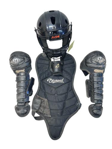 Used All Star Mvp1000-1 Catchers Helmet W Mask Black Xs S 11835-s000208845
