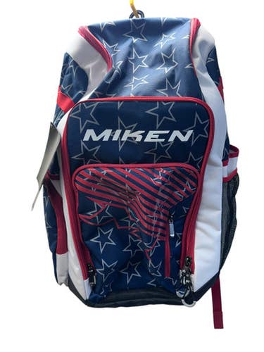 Used Miken Deluxe Sp Backpack Bb Sb Player Backpack White Red Navy 11835-s000208852