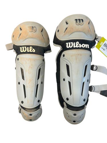 Used Wilson T-ball Shinguards Catchers Leg Guards Black And Grey T-ball 11835-s000205716
