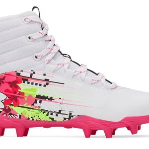 New youth 4.5 Under Armour highlight LE MC white/pink lacrosse cleats