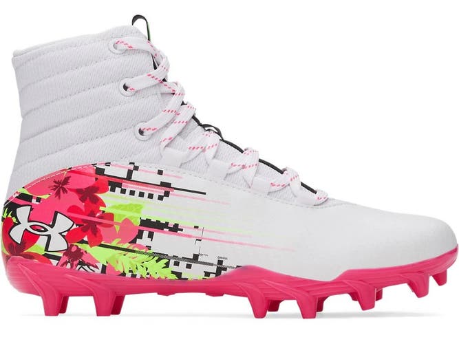 New youth 4.5 Under Armour highlight LE MC white/pink lacrosse cleats