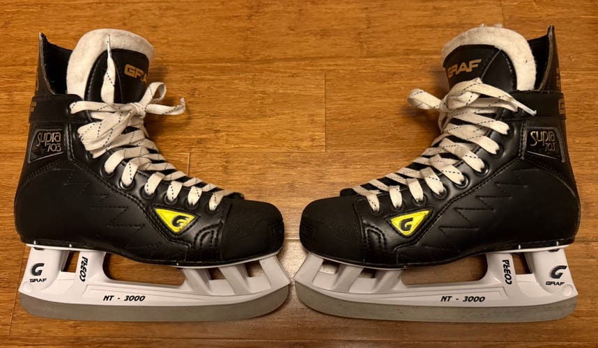 Black Graf Supra 703 Hockey Skates Regular Width Size 6 (New Condition )