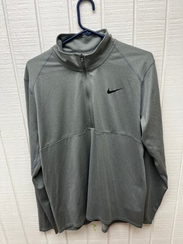 Nike Dri-Fit Men’s Large Quarter Zip Sweatshirt Lightweight Gray Activewear