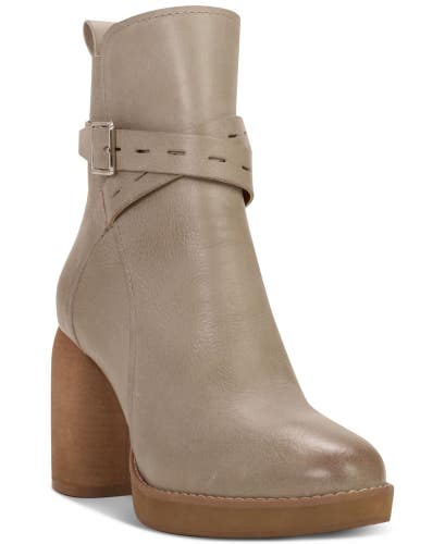 Lucky Brand Natesa Boots Women 7.5 Seneca Rock Leather Block Heel Bootie JZZ1113