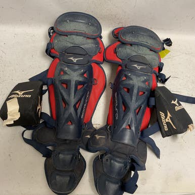 Used Mizuno Samurai Catchers Leg Guards Navy Blue And Red Adult 11855-s000204774