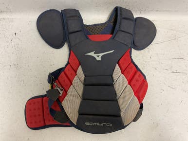 Used Mizuno Samurai Catchers Chest Protector White Red Navy Adult 11855-s000204770