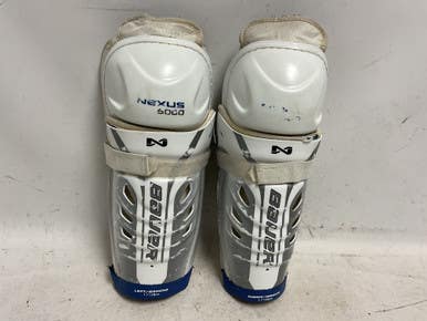 Used Bauer Nexus 6000 Junior Shin Guards Grey And White 11" 11855-s000204760