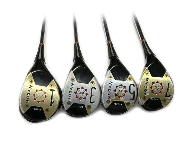Vintage Ben Hogan Speed Slot Persimmon Wood 1,3,5,7, Set Steel Vector 3 Shafts