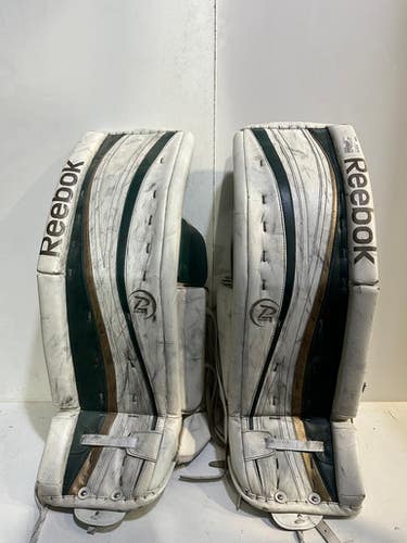 Used Reebok Premier 4 Gp 34+1 Goalie Leg Pads Senior Green And White 34 1 2" 11615-s000225851