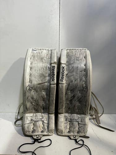 Used Reebok 14k 28+1 Gp Goalie Leg Pads Junior White 28 1 2" 11615-s000264565