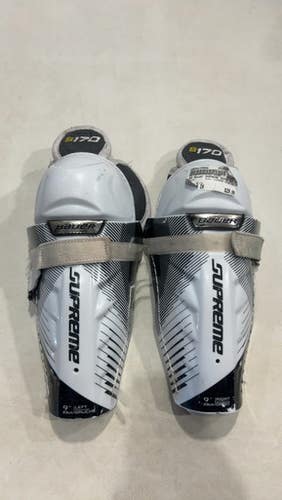 Used Bauer Supreme S170 Sz 9 Junior Shin Guards White 9" 11615-s000274909