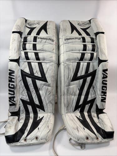 Vaughn Velocity 7500 Ice Hockey Goalie Leg Pads, White/Black, 33"
