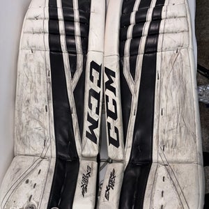 CCM Extreme Flex Ice Hockey Goalie Leg Pads, White/Black, 36"+1