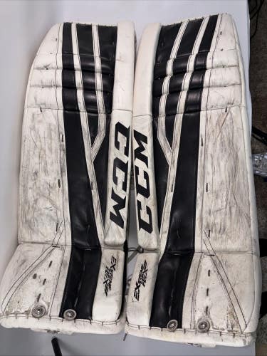 CCM Extreme Flex Ice Hockey Goalie Leg Pads, White/Black, 36"+1
