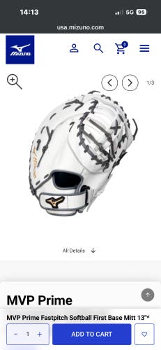 Mizuno MVP Prime SE RH First Base Softball Glove 13" (Used)