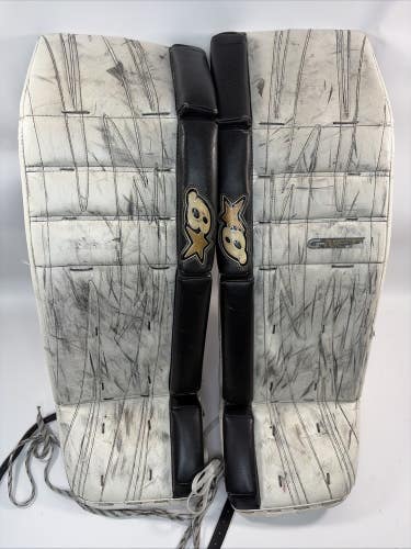 Brian G-Netik Ice Hockey Goalie Leg Pads, White/Black, 33"