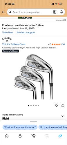 Men's Callaway Paradym Ai Smoke HL 1 iron Right Handed Stiff Flex Steel Shaft (Used)
