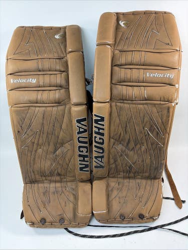 Vaughn Velocity 7600 Ice Hockey Goalie Leg Pads, Tan Brown, 33"
