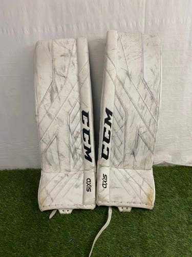 White 34" Senior CCM Axis Pro Goalie Leg Pads (Used)