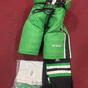 Large CCM HP45 Hockey Pants Pro Stock white UND and black game socks
