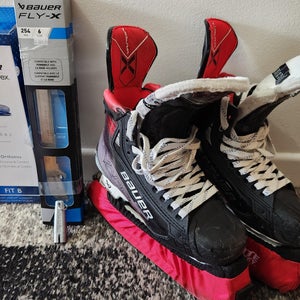 Bauer Vapor X5 Pro Hockey Skates 6 (Used) + Blades (2 Pair)/Aetrex Orthotics/Blade Covers
