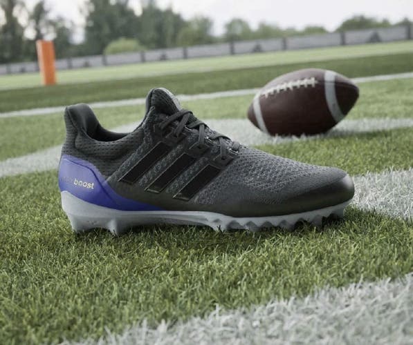 new men's 10 Adidas Ultraboost Football Cleats Black Blue Woven JP7410