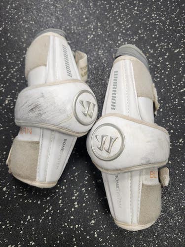 Used Warrior Burn Lacrosse Arm Pads Guards White Md 11849-s000037834
