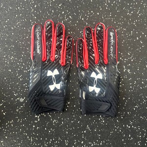 Used Under Armour Spotlight Fb Gloves Black And Wine Red Lg 11849-s000032263