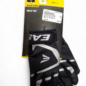 New Easton Mav Gt Bb Sb Batting Gloves Black Xl 11849-easmavgtybgwhwhxl