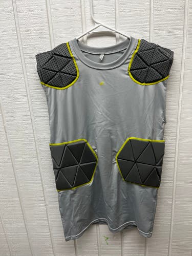 CHAMPRO Adult Medium Sleeveless Compression Tee w/Pads Gray Football Shirt